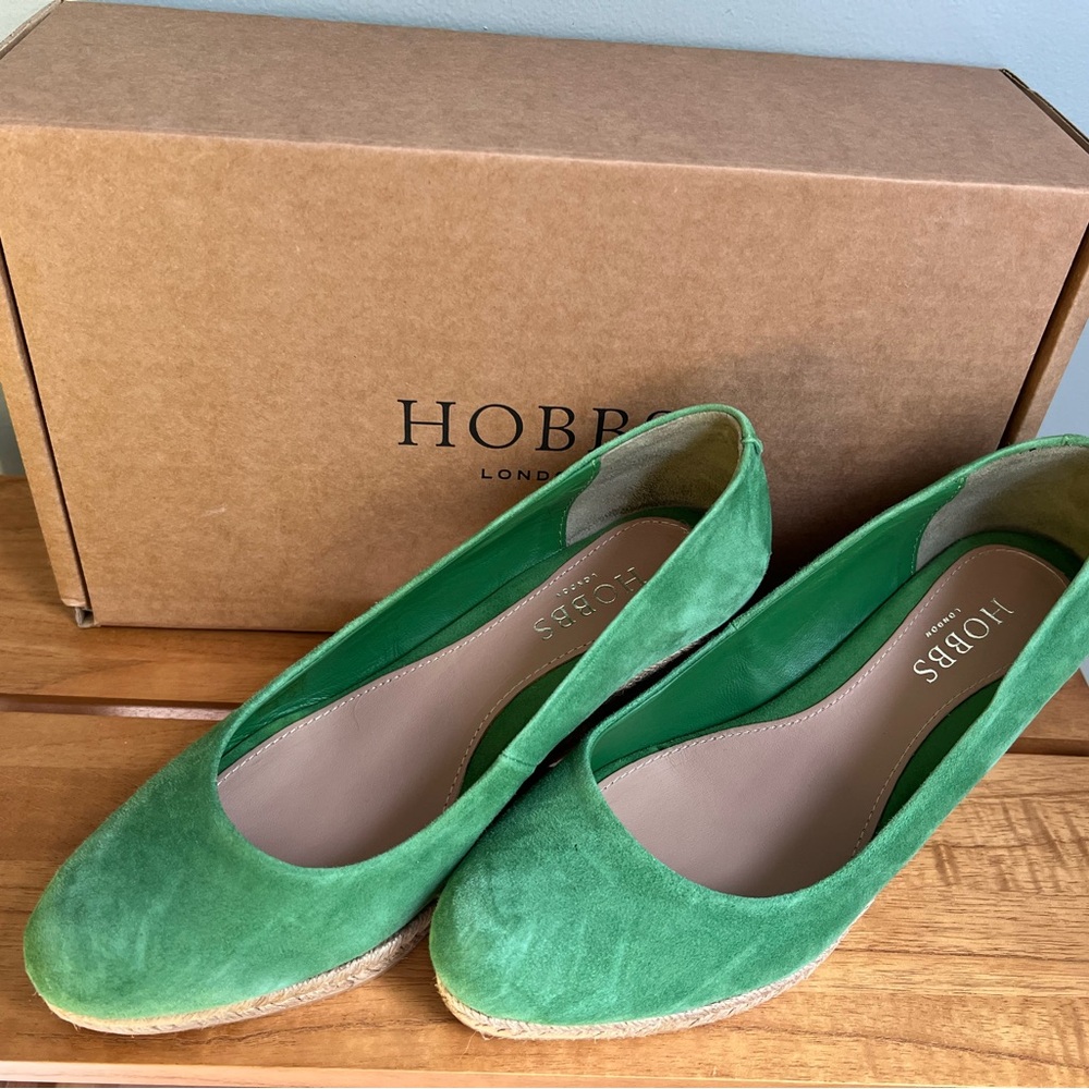 Green Suede Flats with Rounded Toe